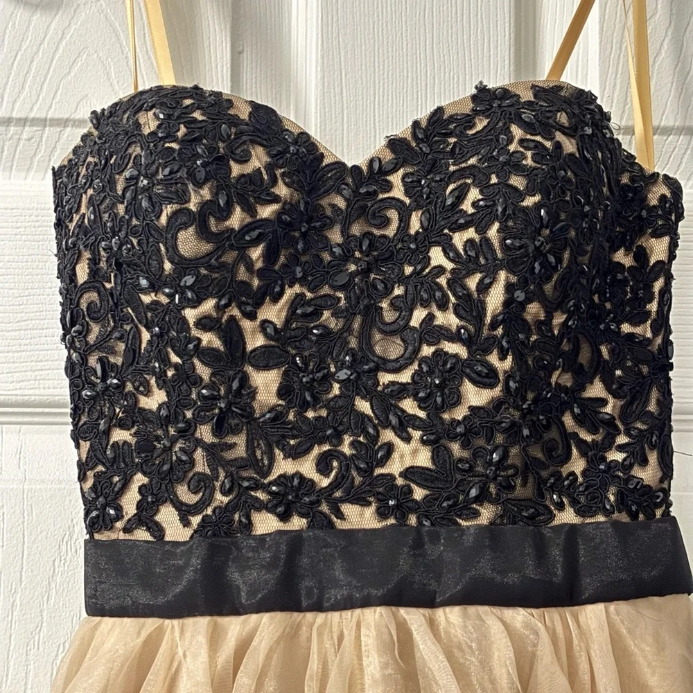 La Femme Elegant Cream Dress - Picture 2 of 6